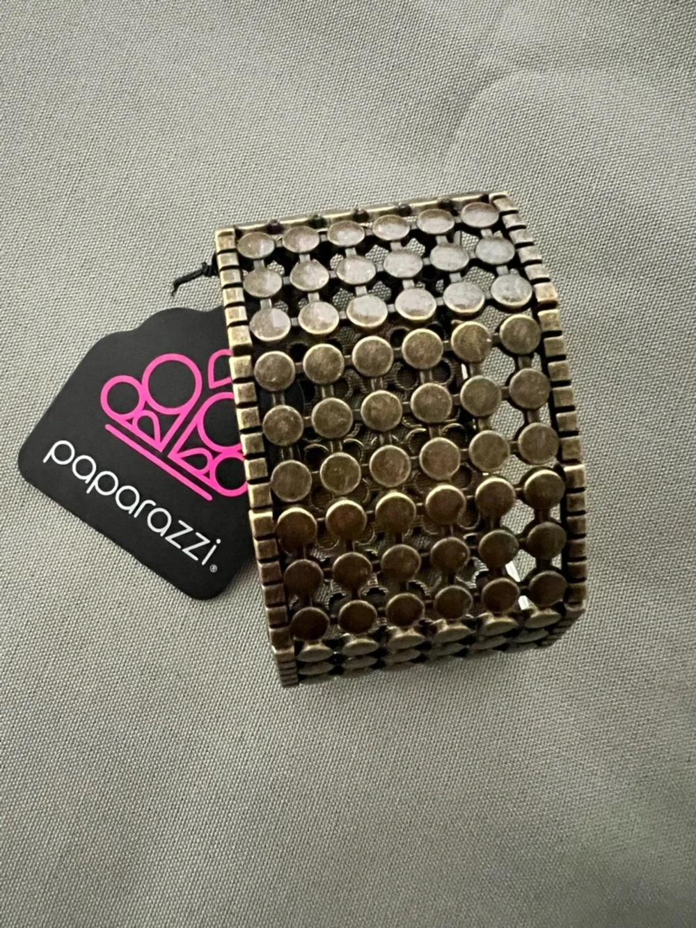 Paparazzi Cool and Connected Brass Dot-Pattern Stretch Bracelet